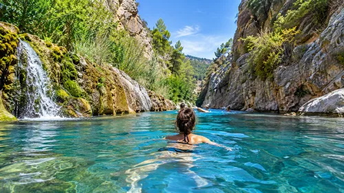Nada río arriba hacia el cañón